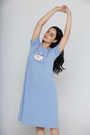Zivame Farm Lore Knit Cotton Knee Length Night Dress - Chambray Blue — thumbnail 4